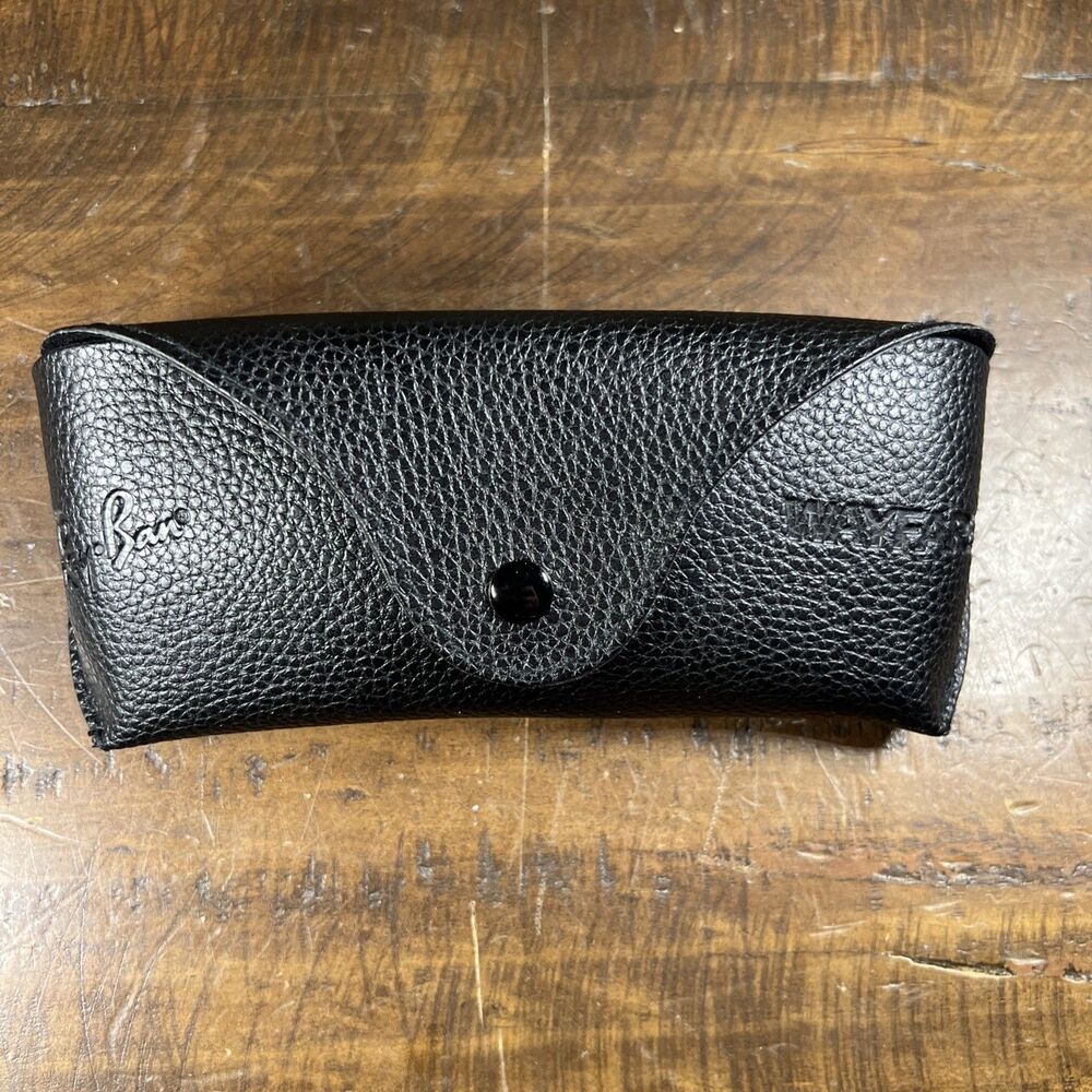 Rare Ray Ban Wayfarer Black Faux Pebble Leather Sunglasses Case Only Hard Shell